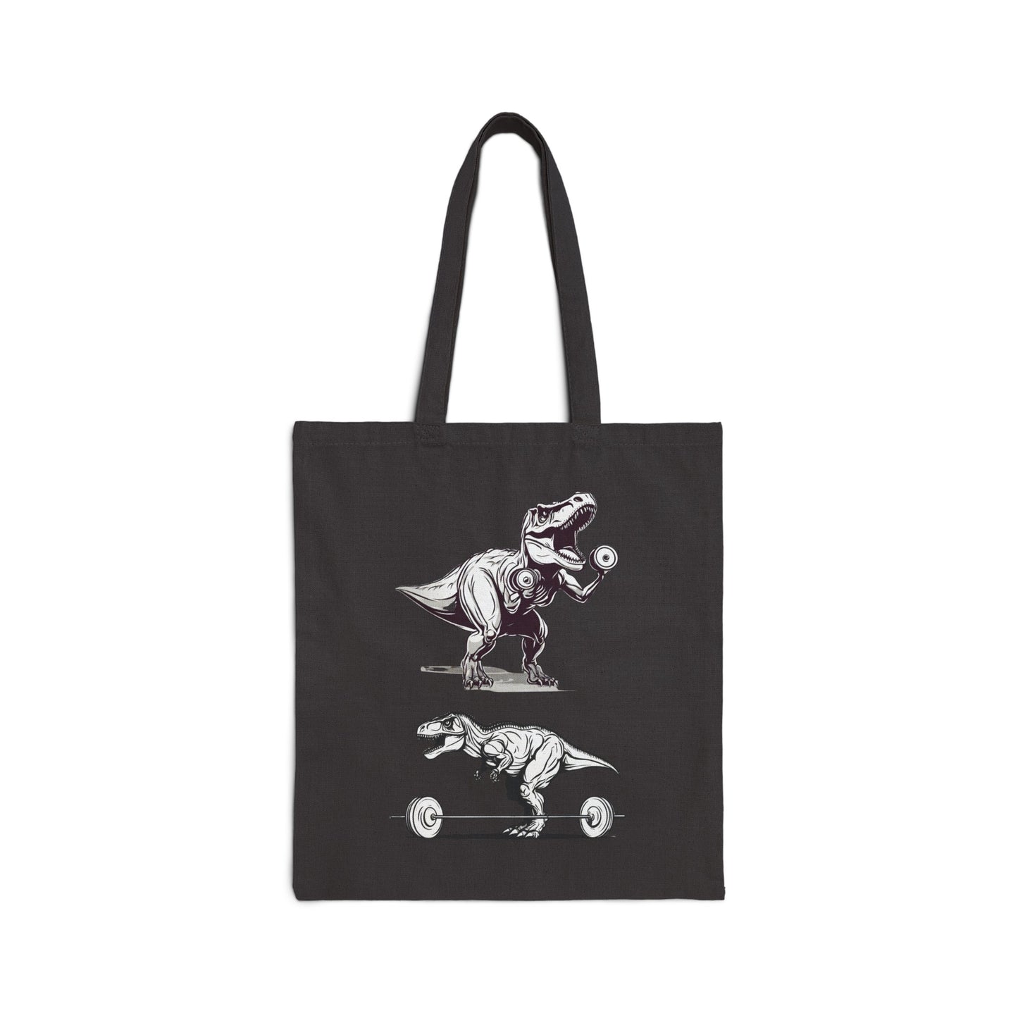 Funny Dinosaur Working Out Tote Bag T-rex Lifting Weights Canvas Tote Bag for Dinosaurs Lover gift for Gym Rat Fitness bags Workout Bag