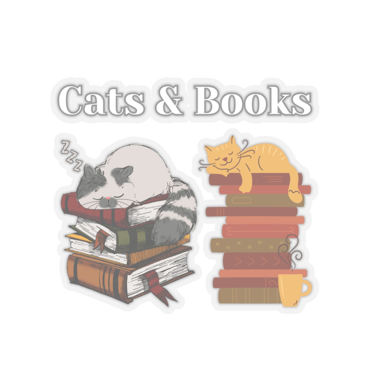 Sticker Cats and Books Stickers for Cat Lover gift for Book Lover Sticker for Book Worm sticker