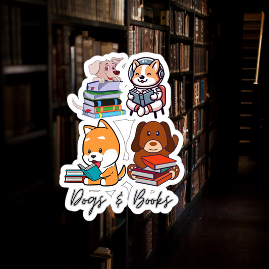 Cute Dogs Reading Sticker for Book Lovers gifts for Bookworms and Dog Mom Cute Dog Stickers Bookish Sticker for Dog Dad mom gifts