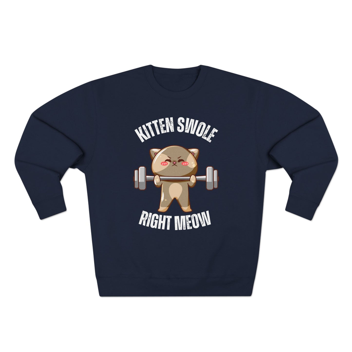 Kitten Swole Right Meow Sweatshirt, Cat Lover Gift, Funny Animal Sweater, Pet Owner Jumper, Cute Kitty Top, Workout Pullover