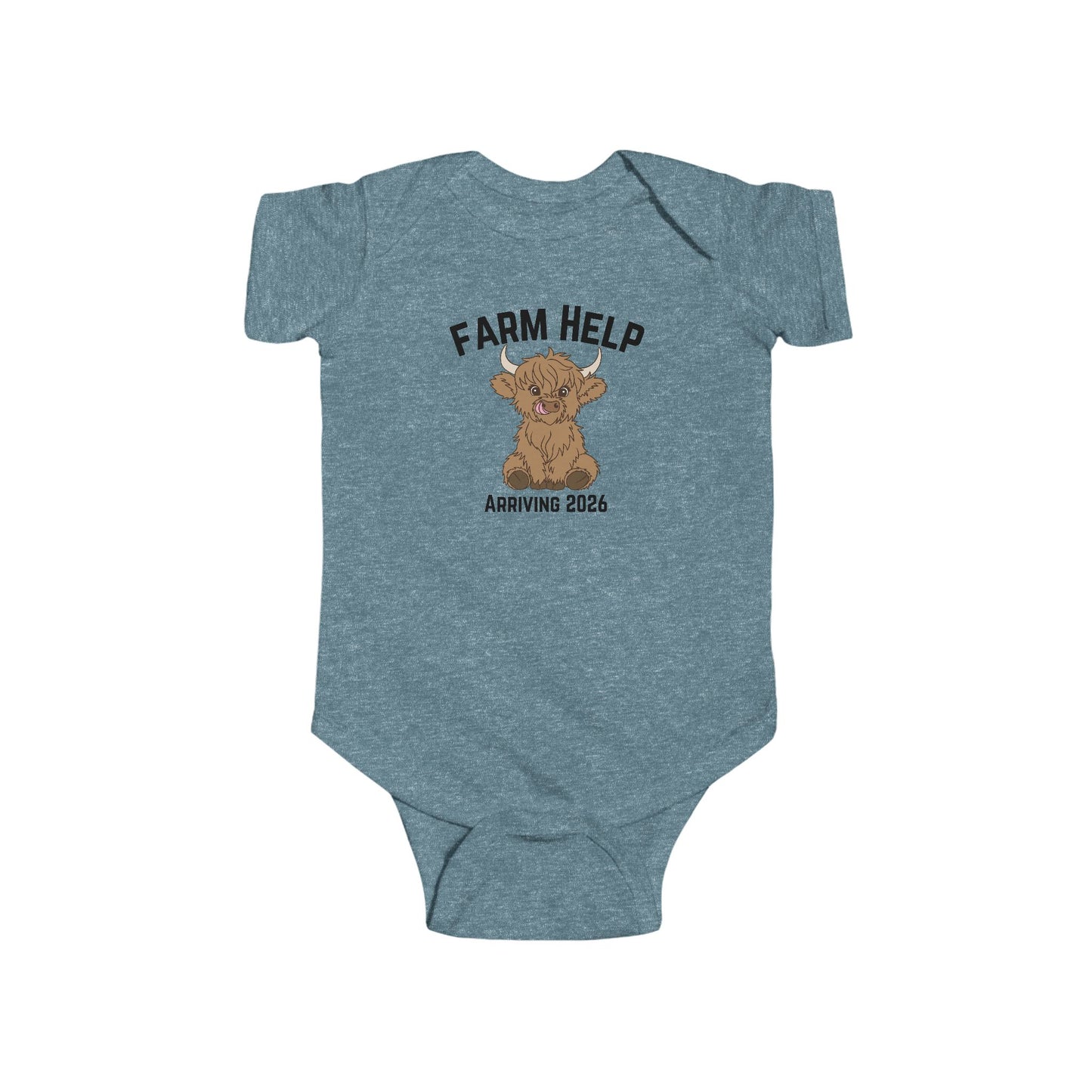 Highland Cow Infant Bodysuit, Custom Baby One Piece Suits, Personalized Homestead Farmer Gift, Cow Themed Baby Outfit, Farm Animal Baby Clothes