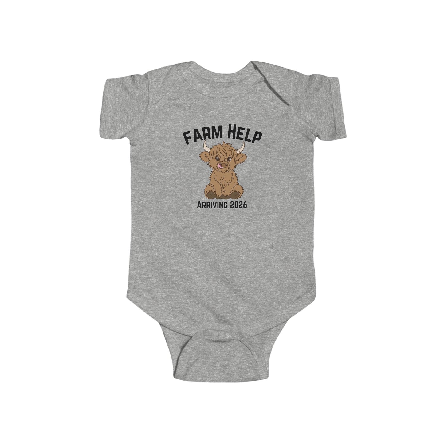 Highland Cow Infant Bodysuit, Custom Baby One Piece Suits, Personalized Homestead Farmer Gift, Cow Themed Baby Outfit, Farm Animal Baby Clothes