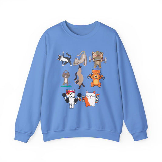 Funny Cat Pullover for Cat Lover gift for Fitness Lover gift for Gym Lover Cats Working out Sweat Shirt