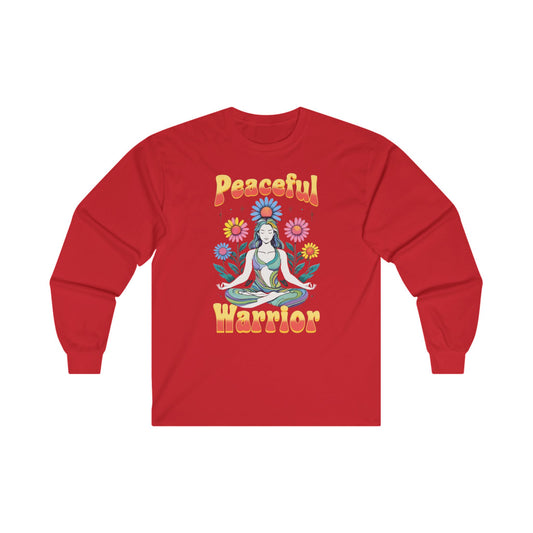 Yoga Workout Top Peaceful Warrior TShirt for Yoga T-shirt for Her gifts for Yogi Long Sleeved Workout Shirt Long Sleeves Gym TShirts for Her