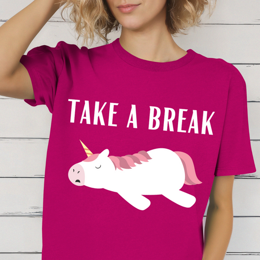 Sleeping Unicorn T-shirt for Unicorn Lover gift for Girlfriend gifts for Her - Funny Unicorn T shirt - Take a Break - lazy day t-shirt