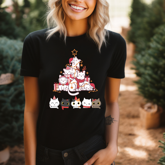 Christmas Cat tshirt for Cat Lovers gift for Christmas t-shirt for Cat mom present for Christmas gifts for Women's Cat Lady Shirt for Her