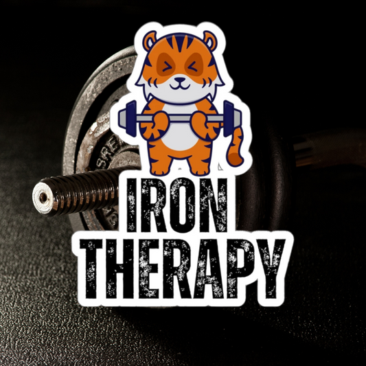 Gym Stickers Funny Weightlifting Sticker for Gym Lover gift for Fitness Lover sticker Tiger IRON THERAPY Sticker