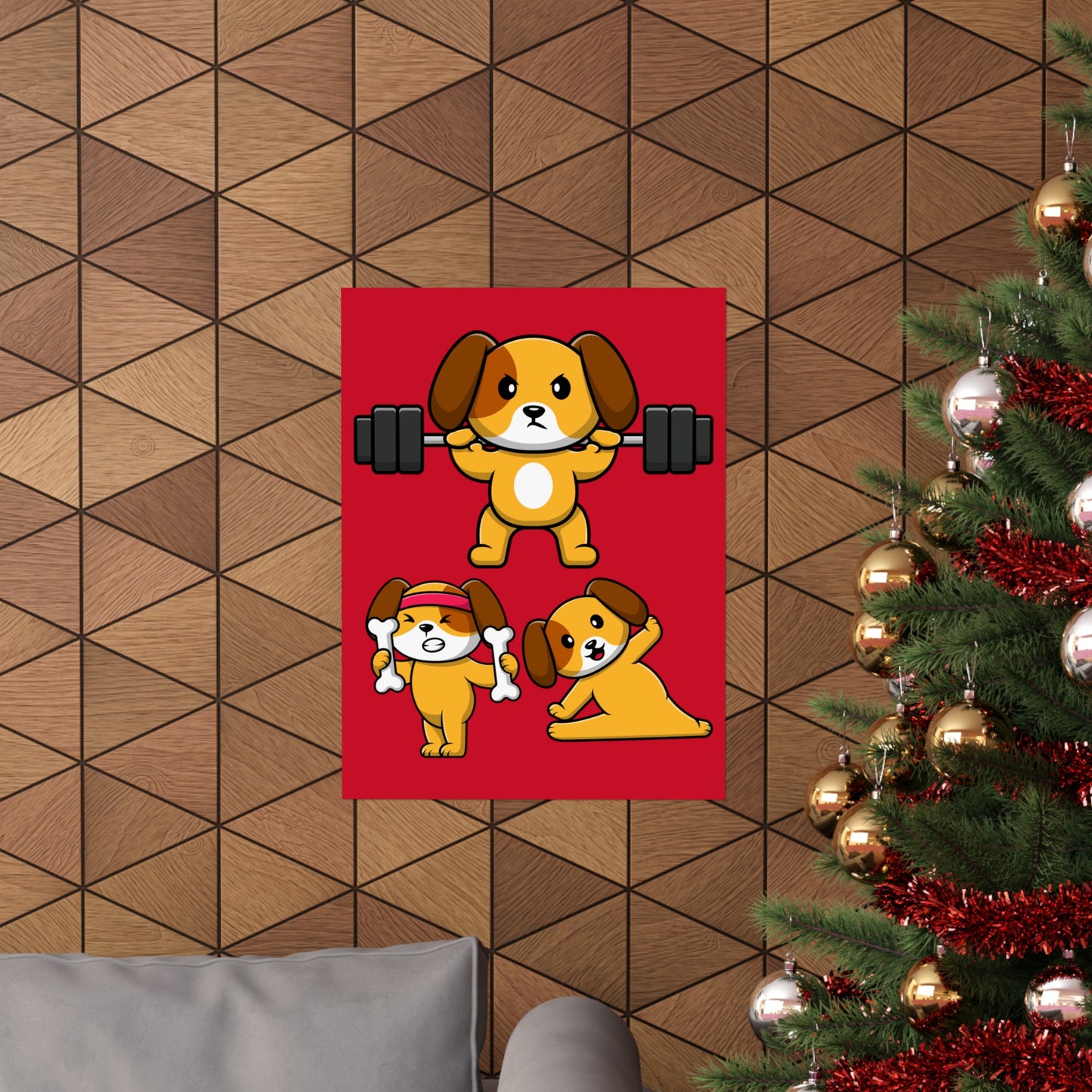 Gym Poster Funny Dog Lifting Weights Dogs Working Out Posters Powerlifting Puppy Poster for Workout Lover Gym Rat Home Gym Decor Wall Art