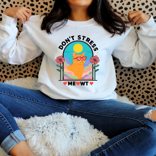 Don't Stress MEOWT Sweatshirt Funny Cat Sweatshirts for Cat Moma Sweaters Funny Kitty Sweatshirts for Cat Lover gift ideas for Cat Lady Top