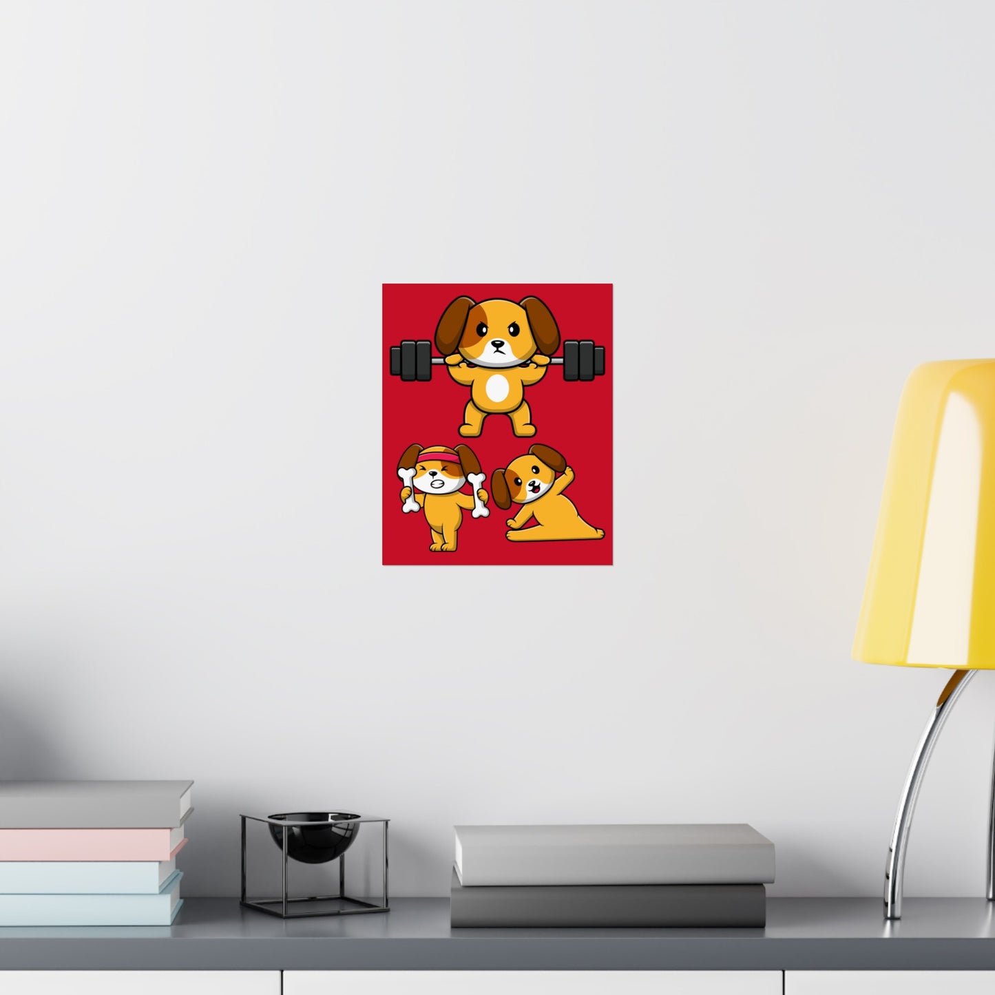 Gym Poster Funny Dog Lifting Weights Dogs Working Out Posters Powerlifting Puppy Poster for Workout Lover Gym Rat Home Gym Decor Wall Art