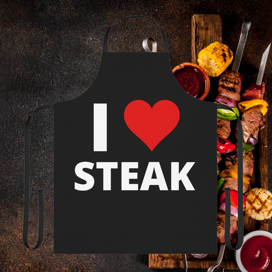 I Love Steak Apron for Cook gifts for Chef Cooking Apron for Men Funny Meat Apron for Meat Lover gift for BBQ Lover Barbecue Grilling Dad