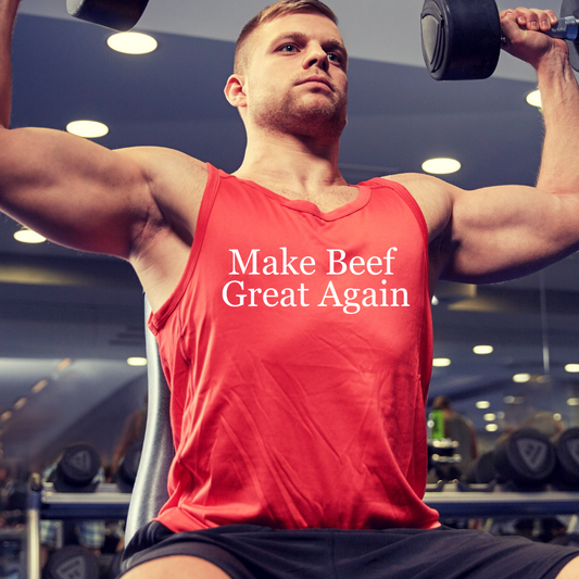 Mens Personalized Tank Top Carnivore Diet Tank Tops for Him gifts for Dad gift Make Beef Great Again Shirt for Funny gift ideas for Men Tanks