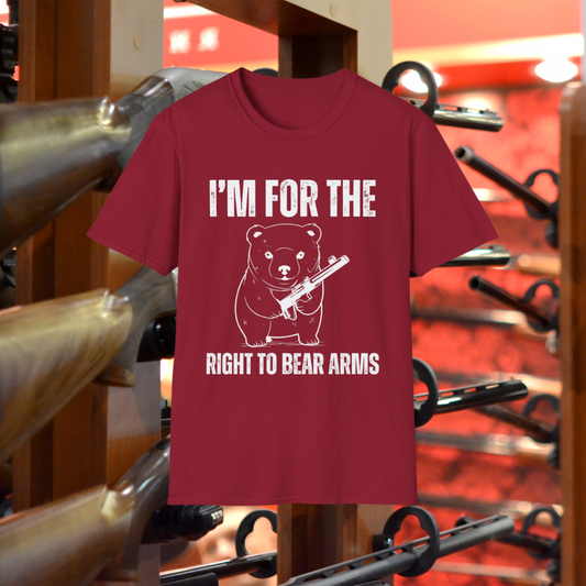 I'm For The Right To Bear Arms Gun Pun T Shirt Second Amendment Shirt for Gun Lover gifts for Hunting gift for Hunter gifts for him - Patriotic Tee - Gun Tees - Gun gift - Gun top