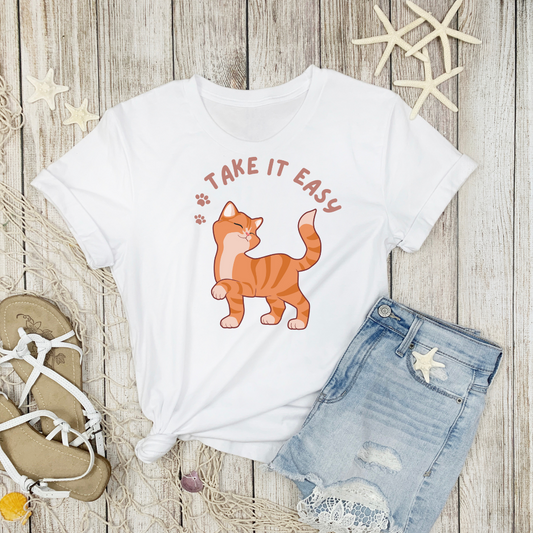 T-shirt Cute Kitten T Shirt for Cat Lover gift for Her Kitten T-Shirt Take It Easy Shirt