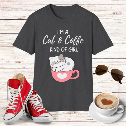 Cute Cat T-shirt for Cat Lover Gift for Her Funny Cat Shirt Coffee Shirt for Coffee Lover I'm a Cat and Coffee kind of girl!