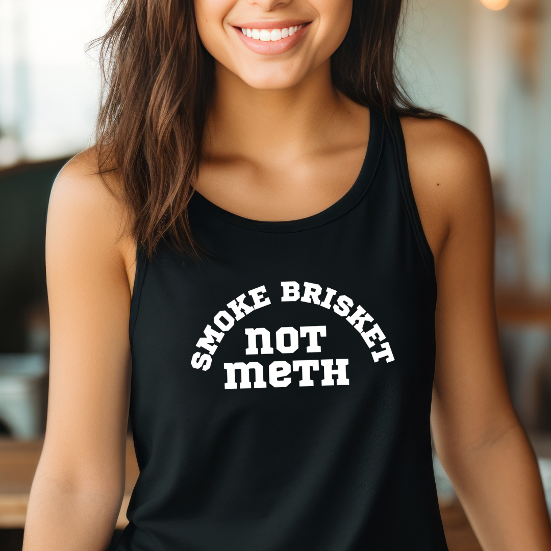 Smoke Brisket Not Meth Unisex Tank Top, BBQ Smoker Shirt, Grilling Gift, Funny Foodie Tee, Barbecue Lover Tank, Chef Apparel
