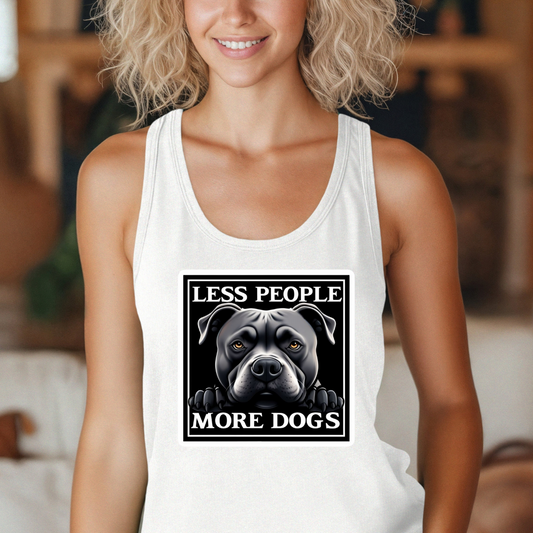 Pit Bull Owner Tank Top, Less People More Dogs Shirt, Unisex Jersey Tank for Dog Lovers, Cute Puppy Gift, Sleeveless Tee, Dog Mom Apparel