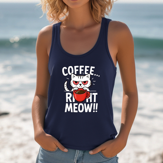 Cats and Coffee Tank Top, Cat Lover Gift, Coffee Lover Shirt, Funny Cat Shirt, Animal Print Tank, Cat Mom Gift