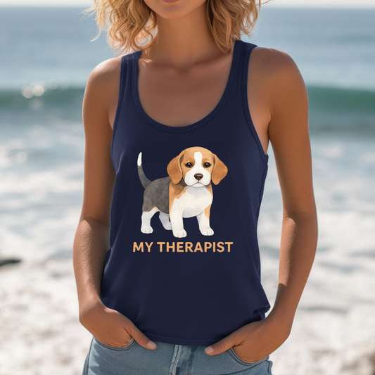 My therapist is a dog tank top funny dog tank tops for beagle dog lover gift for beagle dog mom shirt beagle t-shirt for dog mom shirts