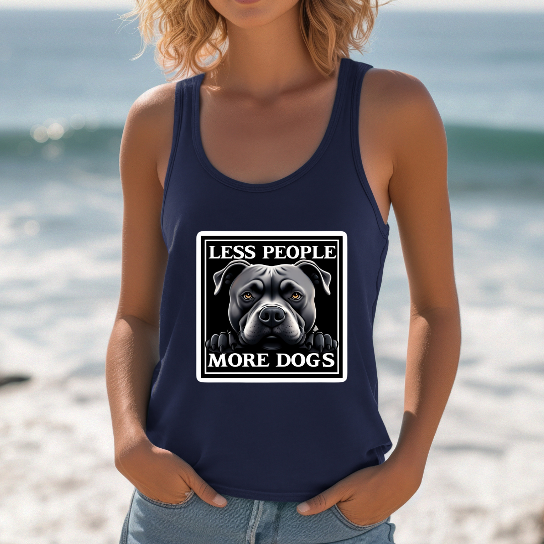 Pit Bull Owner Tank Top, Less People More Dogs Shirt, Unisex Jersey Tank for Dog Lovers, Cute Puppy Gift, Sleeveless Tee, Dog Mom Apparel