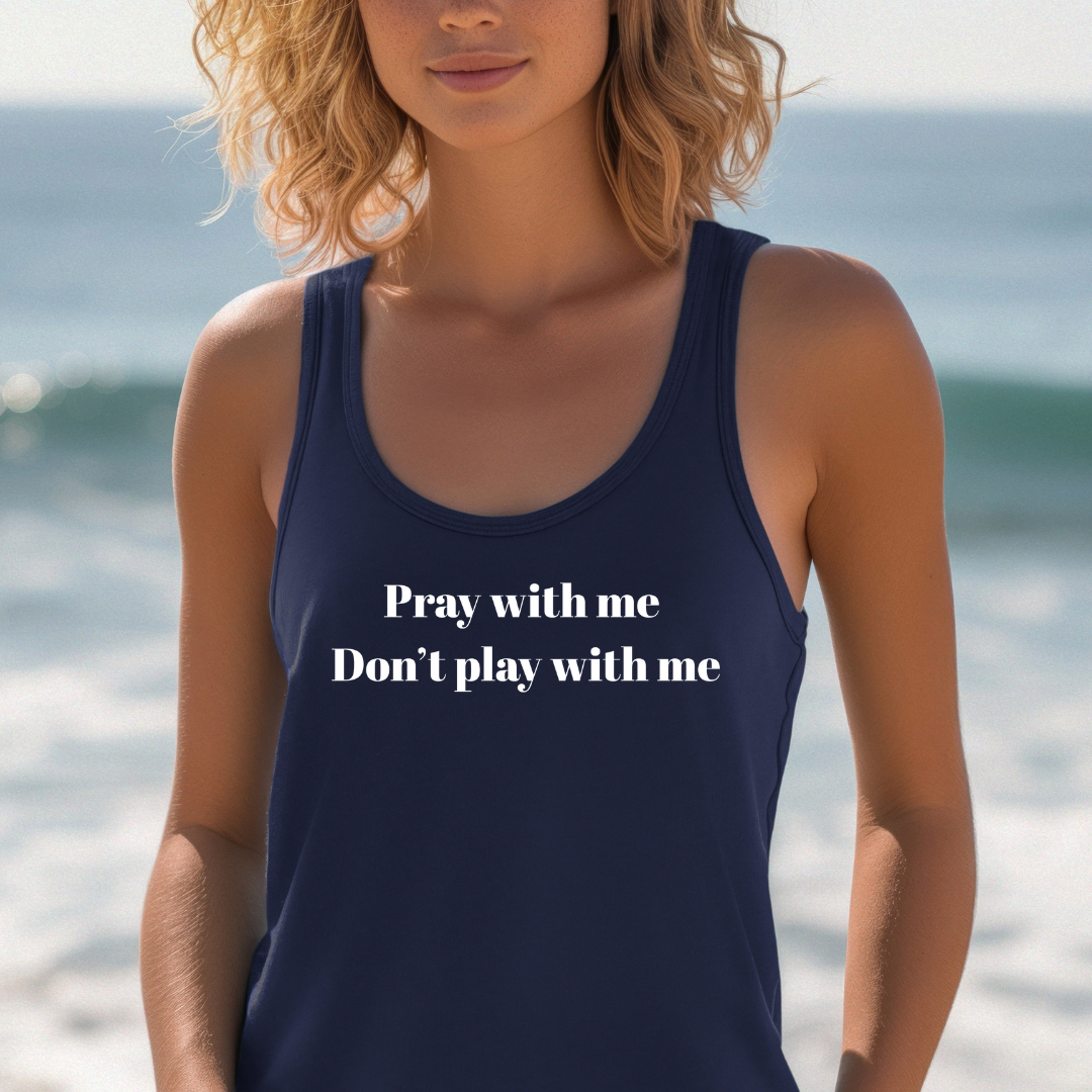Christian Workout Tank Top, Pray with Me Don't Play with Me Unisex Jersey Tank, Fitness Shirt, Religious Sleeveless Tee, Gym Apparel,