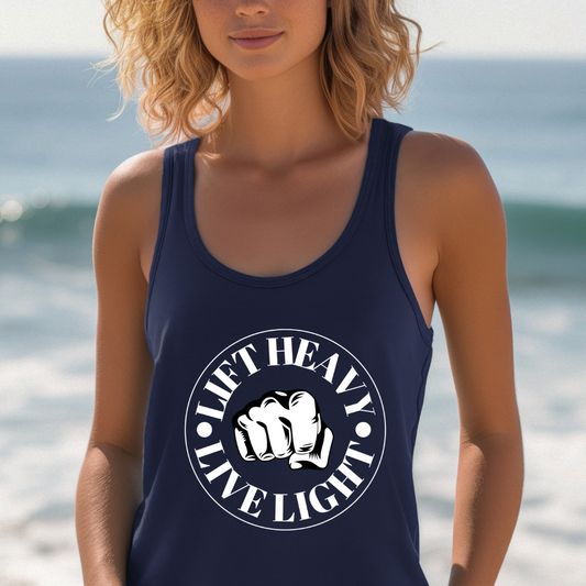 Lift Heavy Live Light Tank Top, Weightlifting Shirt, Gym Workout Clothes, Powerlifting Top, Fitness Apparel