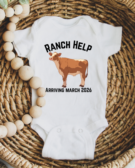 Baby Cow Bodysuit’s , Personalized Cow Bodysuit, Ranch Help, Cute Cow Gift, Rancher Baby Outfit, Custom Infant Romper