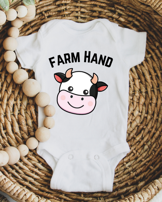 Infant Bodysuit, Cute Cow One Piece Suit, Personalized Baby Gift, Custom Baby Bodysuits, Homestead Gift, Baby Shower Shirt