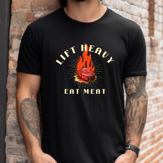 Carnivore Diet T-Shirt, Lift Heavy Eat Meat Tee, Unisex Gym Shirt, Fitness Apparel, Workout Top