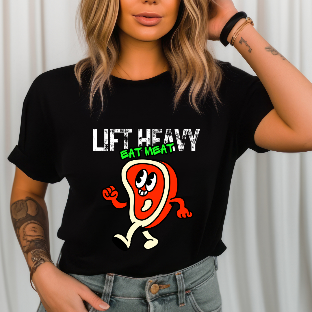 Funny Steak Unisex T-Shirt, Carnivore Diet Gift, Weightlifting Beef Lover Tee, BBQ Grill Top, Meat Eater Shirt