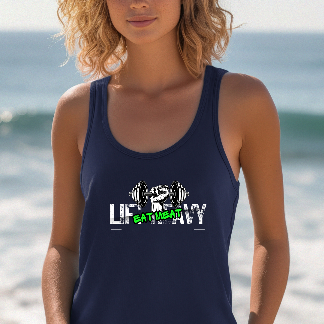 Unisex Tank Top, Weightlifting Workout Muscle Tee, Fitness Gym Apparel, Lift Heavy Eat Meat Sleeveless Shirt, Bodybuilding Exercise Clothing