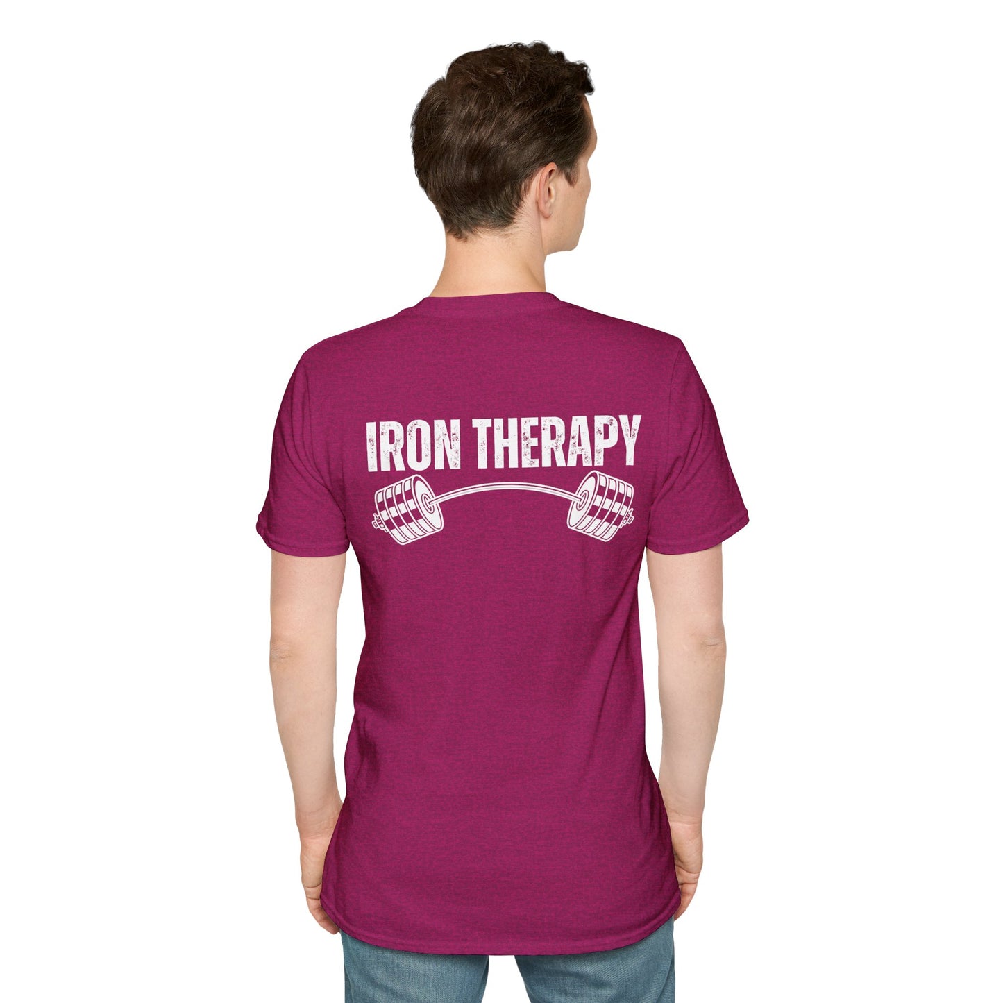 BACK DESIGN Gym Shirts Iron Therapy Gym shirt for Workout Lovers gift for Fitness Lover T-shirts for Men t shirt for Women's Tee Gym Rat gift Back Text