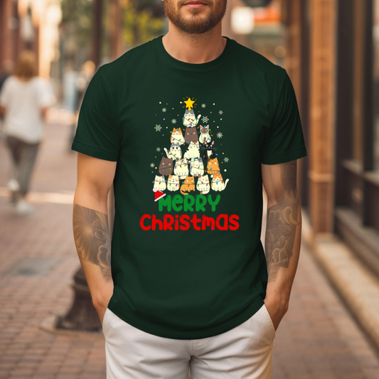 Merry Christmas Shirt for Cat Lovers gift for Christmas Cats Tshirts for Cat Mom gifts for Funny Christmas present for Women gift for Her