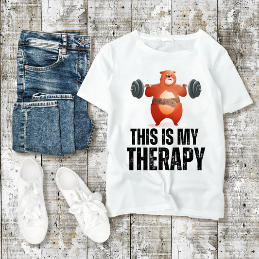 Funny Bear Working out T-shirt for Gym Lover gift for Weightlifting Lover Shirt The GYM is my THERAPY T Shirt