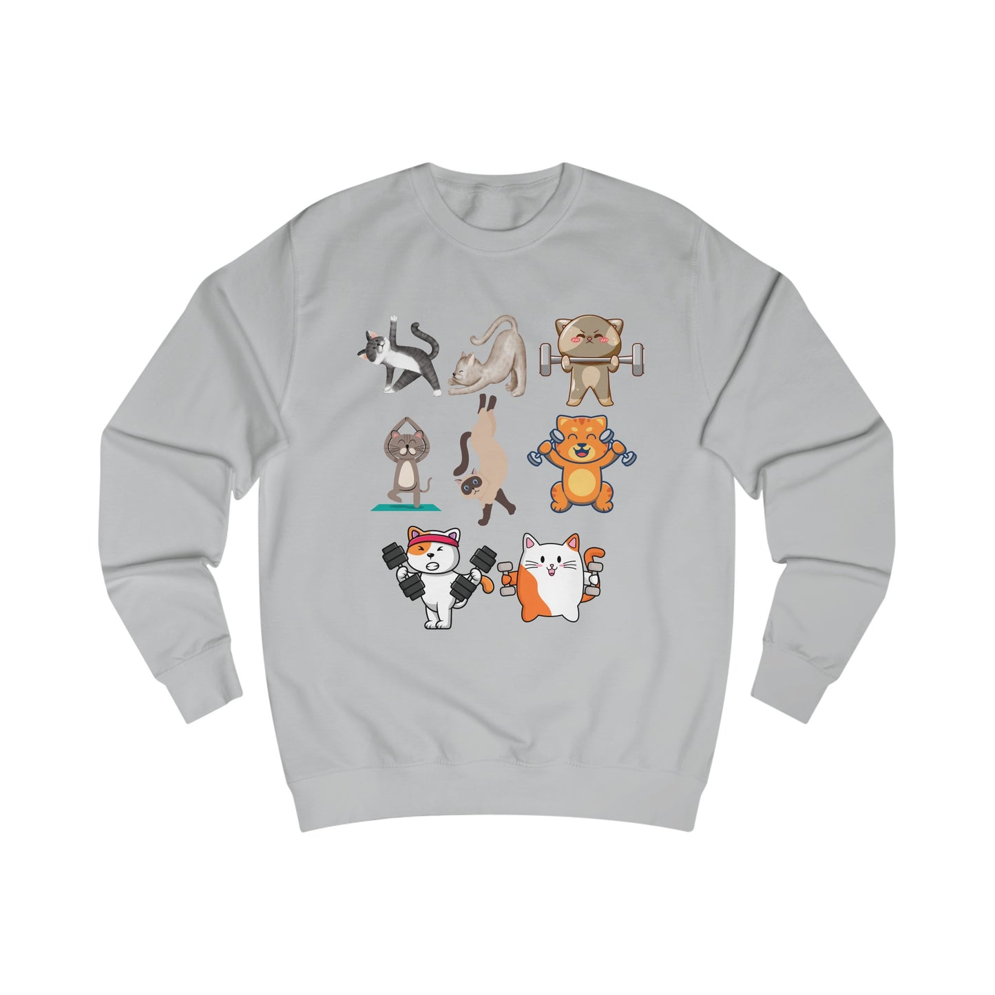 Funny Cats Working Out Sweatshirt Cat SweatShirts for Gym Lover gift for Cat Lover Cats Working Out Weightlifting Cats Lifting Weights Pull Over Sweater
