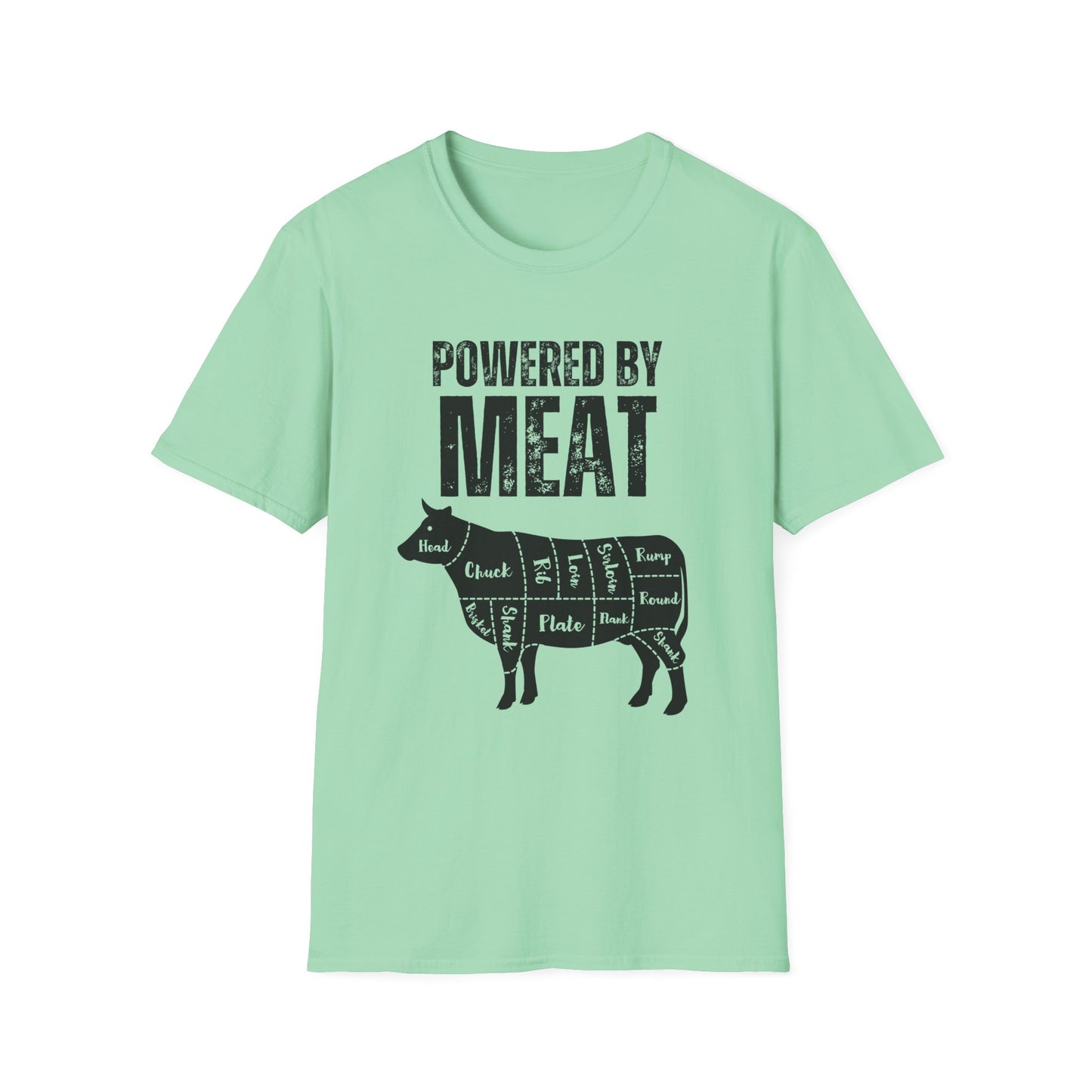 Powered By Meat T-shirt Funny Food T Shirt for Foodie gift for Her gifts for Friends Meat Lover gift for Carnivore Shirt