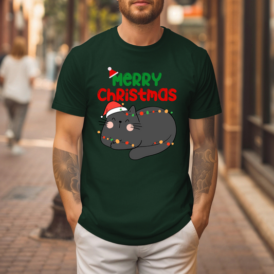 Christmas Lover Shirt for Cat Lover gifts for Black Cat Lovers T-shirts for Cats Mom Tshirts Funny Cat Shirts for Christmas present for Her