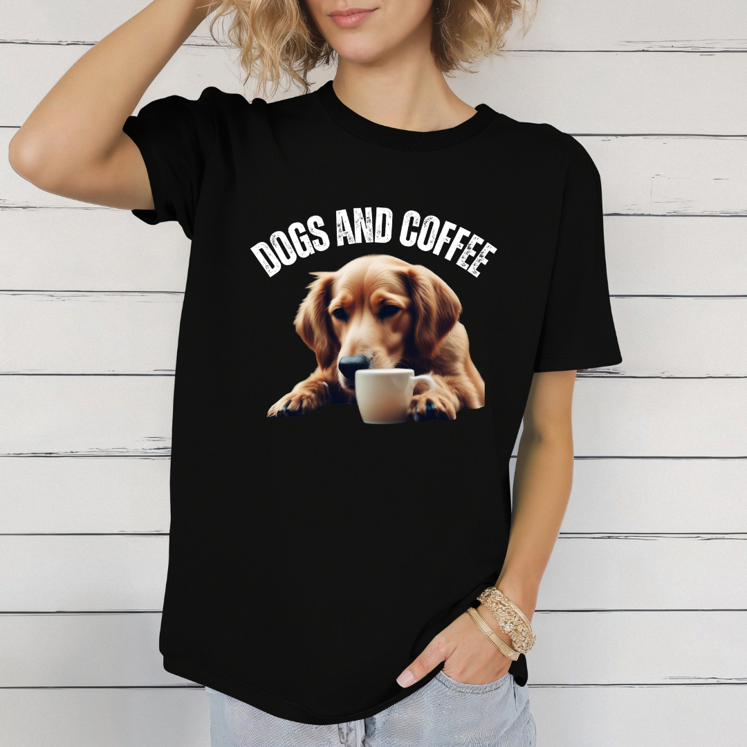 Dog Coffee Shirt Cute Dogs Drinking Coffee T-shirt for Golden Retriever Lover gifts for Golden Retriever T Shirts Cute Dog Shirts for Dog Mom gift