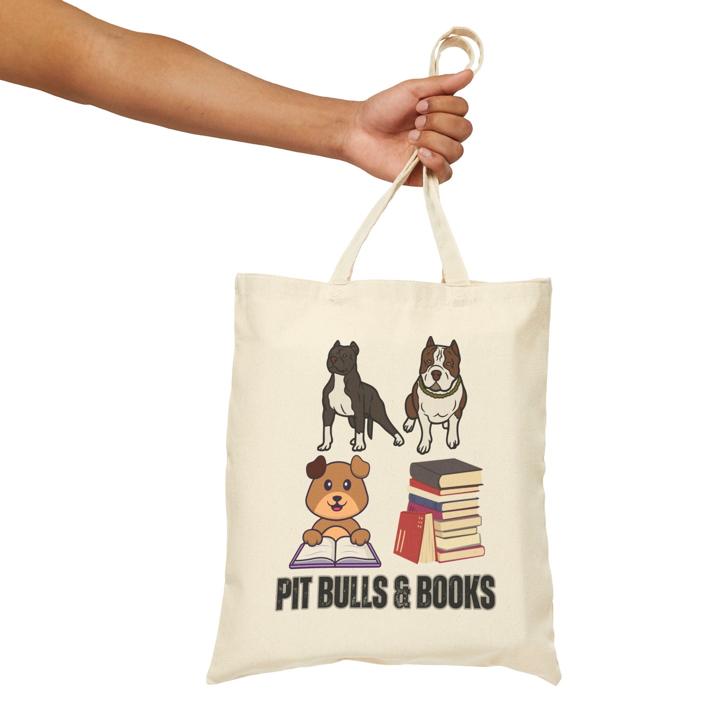Pit Bulls Book Bag for Book Lover gift for Bookworm gifts for Dog Lover Canvas Tote Bag Cute Dogs Bag Reusable Shopping Bags