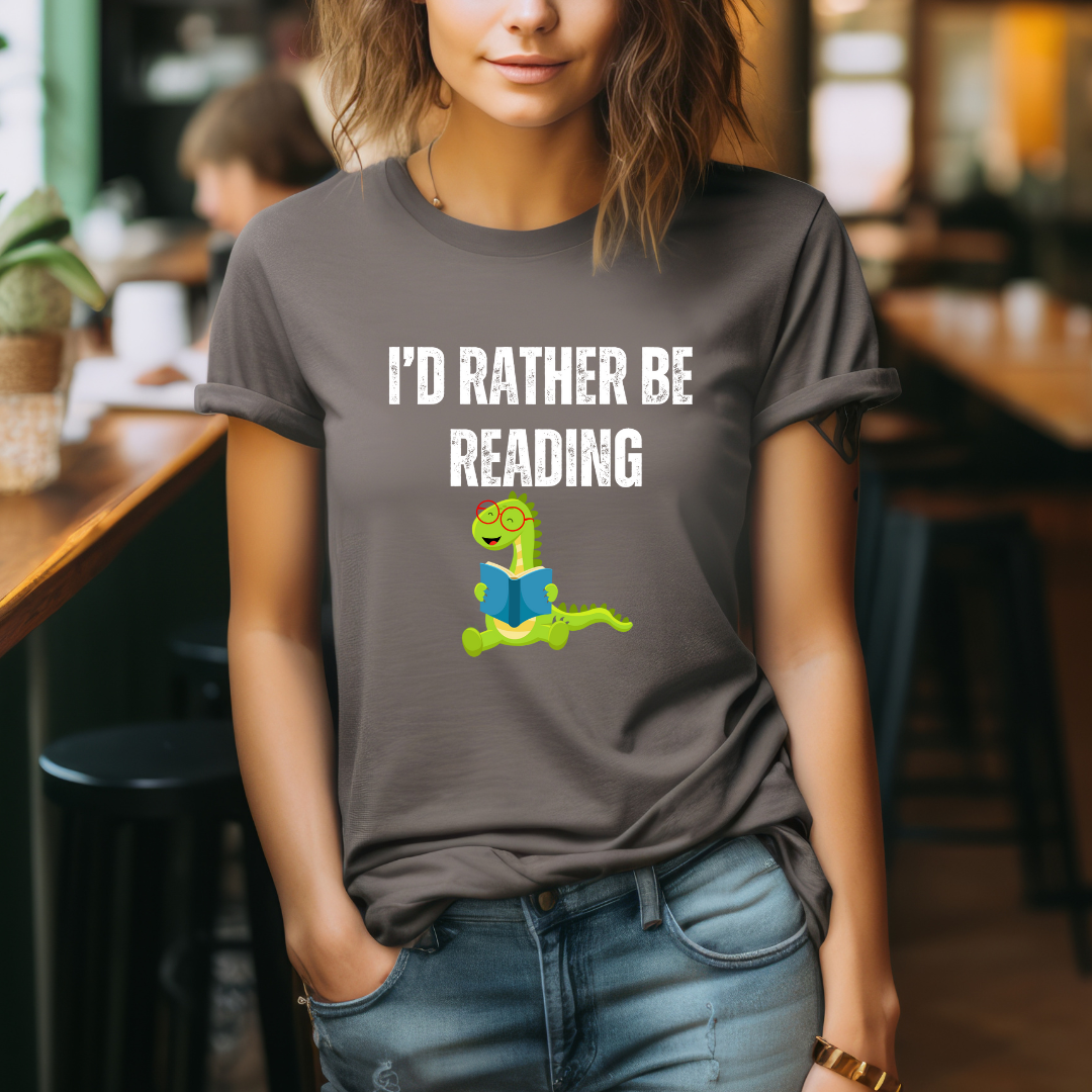 Bookish Shirts for Dragon Lover gift for Book Lover gifts for Bookworm T Shirt I'd Rather Be Reading Shirt Dragons Reading a Book T-shirt