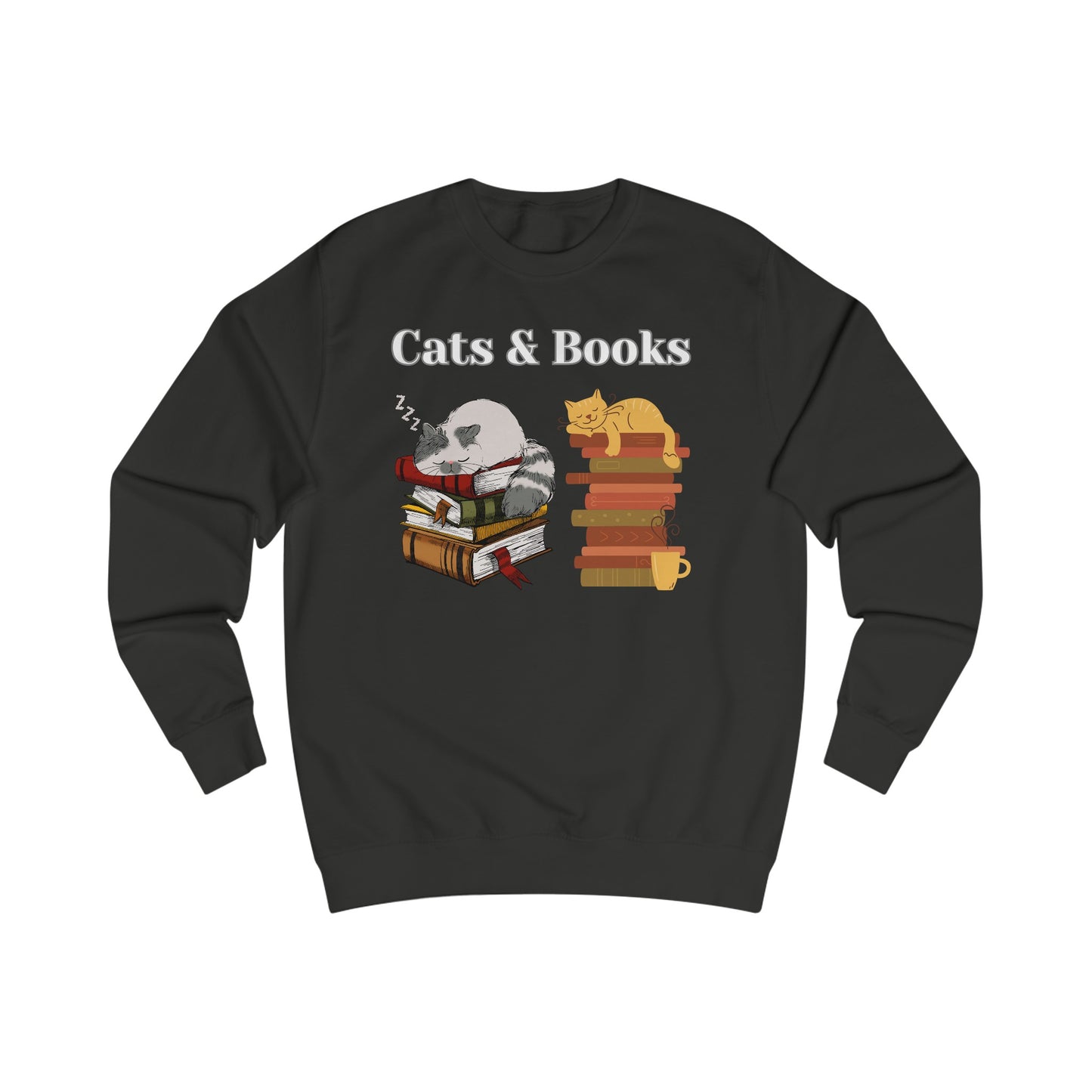 Cats and Books Fanatic Sweatshirt for Reading Lovers and Cat Lover gift ideas for Bookworms Bookish Sweatshirts Funny Kitty Cats