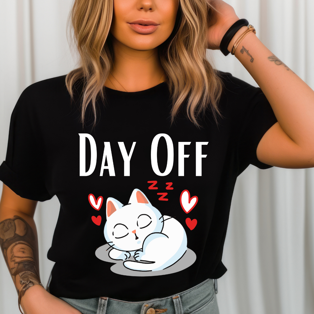 Cute Kitty Cat T-shirt for Cat Lover gift for Cat Mom gift for Her - DAY OFF Shirt - Cat Sleeping T Shirt Tired Worm out Shirt