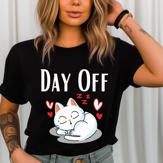 Cute Kitty Cat T-shirt for Cat Lover gift for Cat Mom gift for Her - DAY OFF Shirt - Cat Sleeping T Shirt Tired Worm out Shirt
