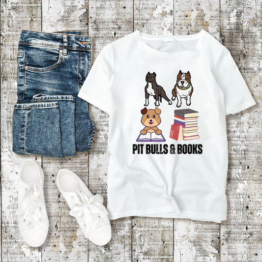 Books and Pit Bull T Shirt for Dog Mom Gift for Dog Lover gift for Dog Lovers Shirts - Dogs  & Books T-shirt