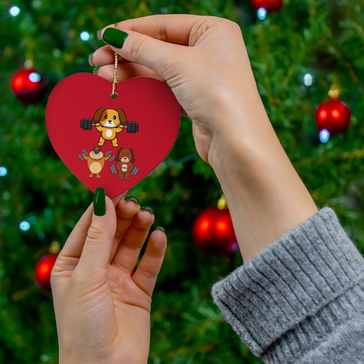 Funny Dog Ornaments for Dog Lover present for Christmas Presents for Gym Lover gift for Fitness gifts for Dog mom gift for Dog dad gift idea