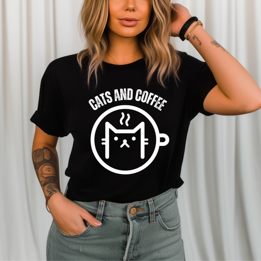 Cat Lover Shirt for Coffee Lovers gifts for Coffee Addict T-shirt for Coffee Drinker Shirt for Cat Addict T Shirt Cute Kitty gifts for Her gift