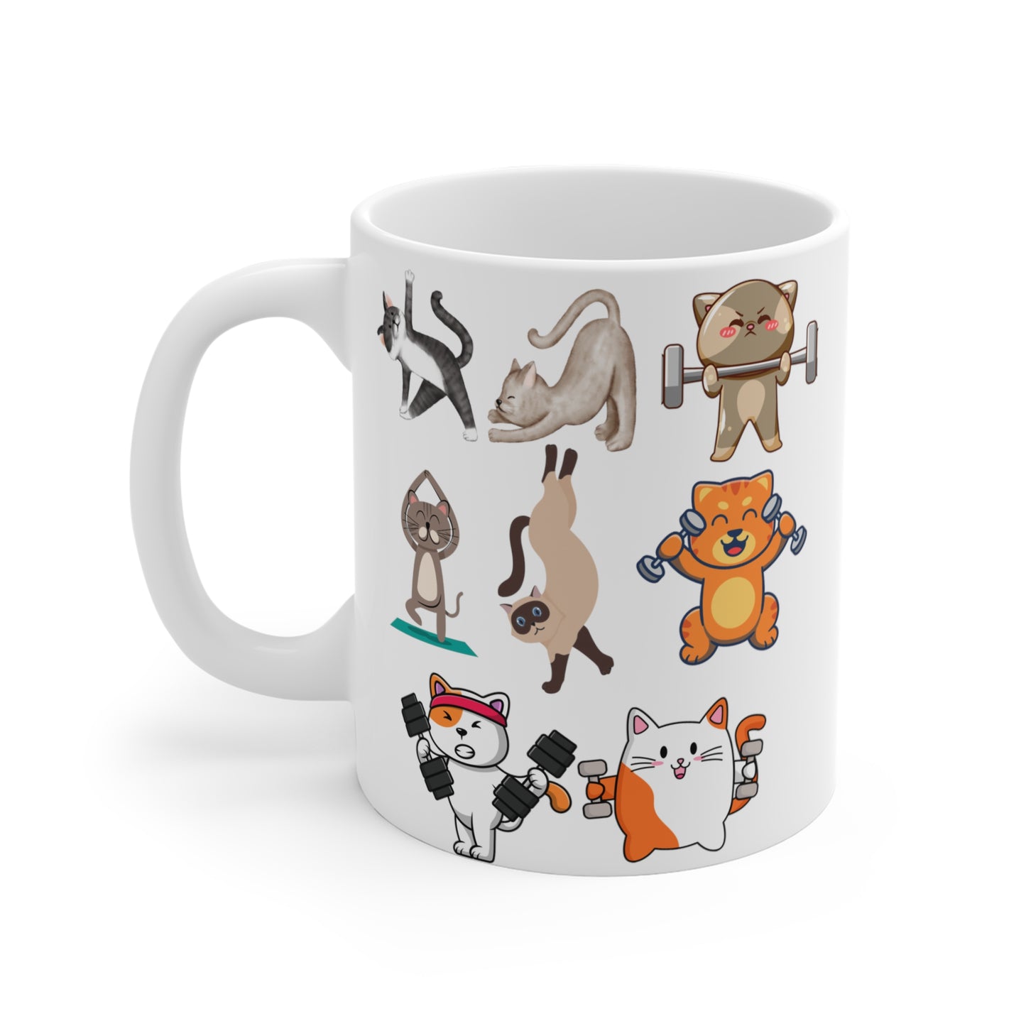 Cat Mug for Cat Lover gift for Gym Lover gift for Fitness Lover gift for Workout gift - Cats Lifting Weights 15oz Large Coffee Mug