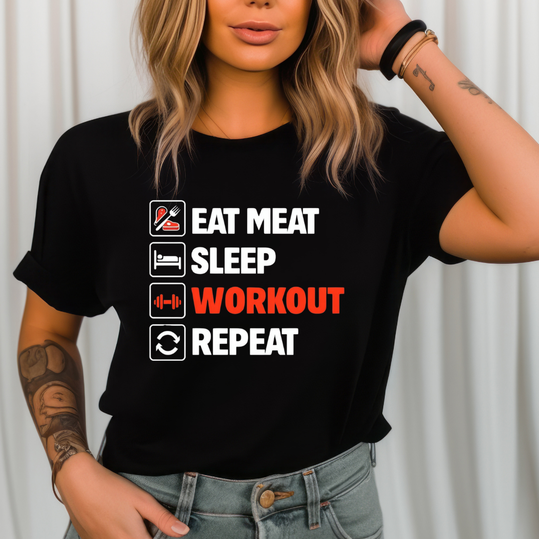 Carnivore Shirt for Working out Lover gifts for Gym T Shirt for Gym Lover gift for Fitness Enthusiast TShirt Eat Meat Sleep Workout Repeat