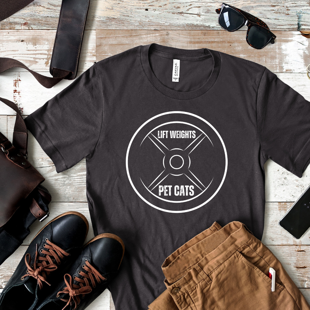 Lift Weights & Pet CATS T Shirt Cat Working out T-shirt for Cat Lover Gift Funny Cat T Shirt Gym Shirt Fitness Lover gifts