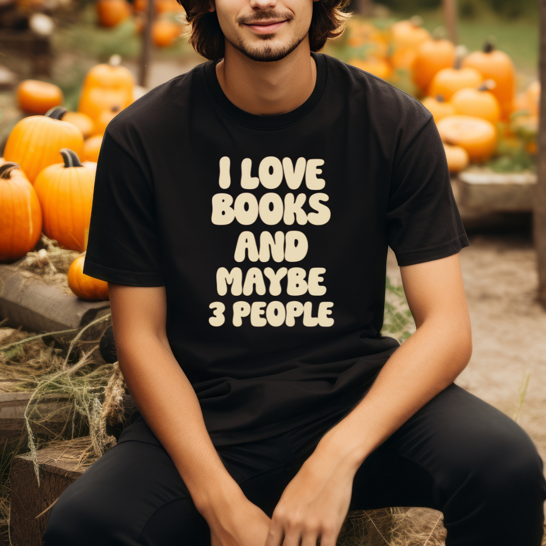 I Love Books and Maye 3 People Shirt Funny Retro TShirt for Bookworm gifts for Bookish Tee Shirt Reading Lover T-shirts Reading TShirt